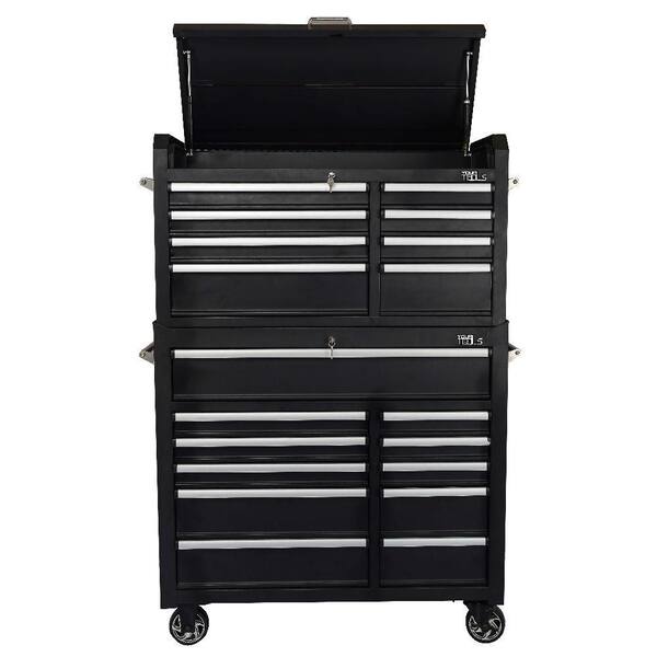 YourTools 42 in. 19-Drawer Tool Chest and Cabinet Combo in Black (2-Piece)