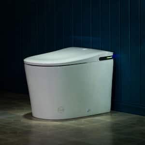 Elongated Smart Bidet Toilet 1.28 GPF in White w/ Auto Open/Close,Fragrance System,UV-Sterilized Nozzle and Foot Sensor