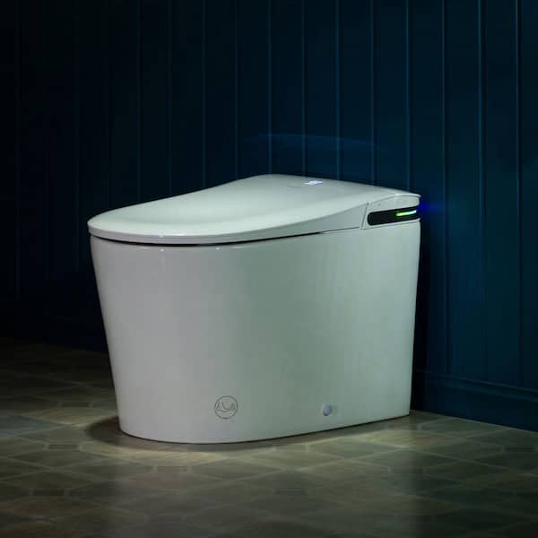 Elongated Smart Toilet Bidet 1.28 GPF in White w/ Auto Open/Close,Fragrance System,UV-Sterilized Nozzle and Foot Sensor