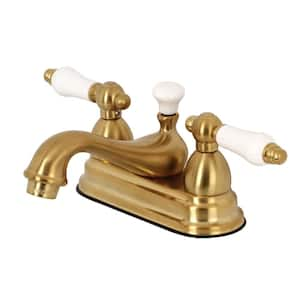 Restoration 4 in. Centerset 2-Handle Bathroom Faucet in Brushed Brass