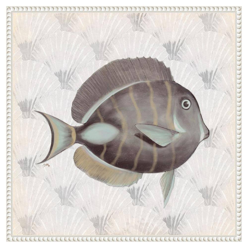 Neutral Vintage Fish Canvas Wall Art with Beaded Frame
