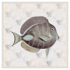 "Neutral Vintage Fish II" by Elizabeth Medley 1-Piece Floater Frame Giclee Animal Canvas Art Print 22 in. x 22 in.