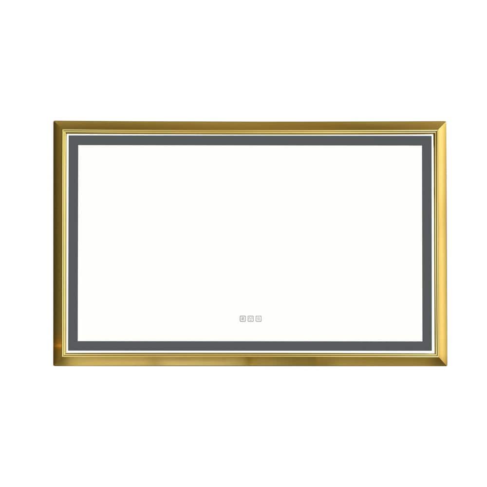 60 in. W x 48 in. H LED Rectangular Framed Wall Bathroom Vanity Mirror in G