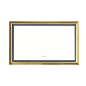 60 in. W x 48 in. H LED Rectangular Framed Wall Bathroom Vanity Mirror in Gold