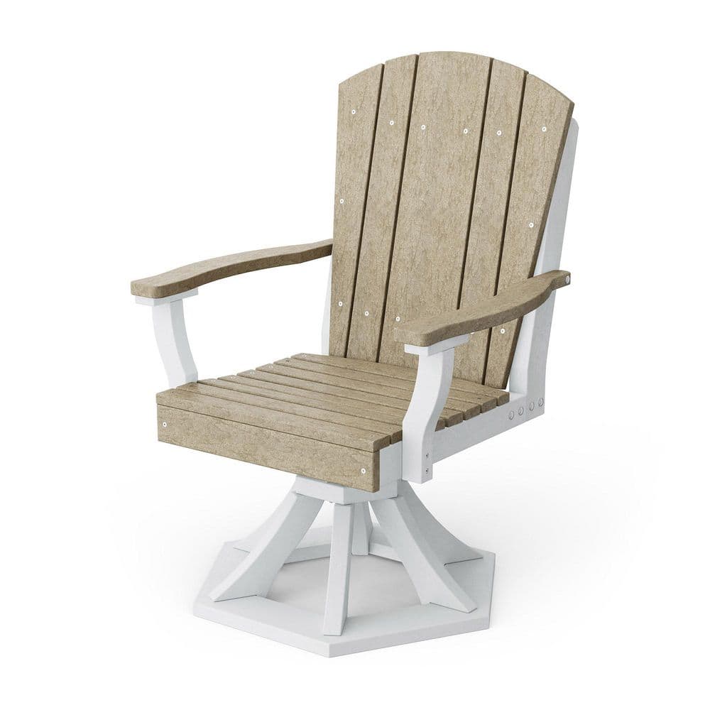 Heritage Weathered Wood and White HDPE Plastic Outdoor Swivel Dining Arm Chair price history on PriceWatchPro