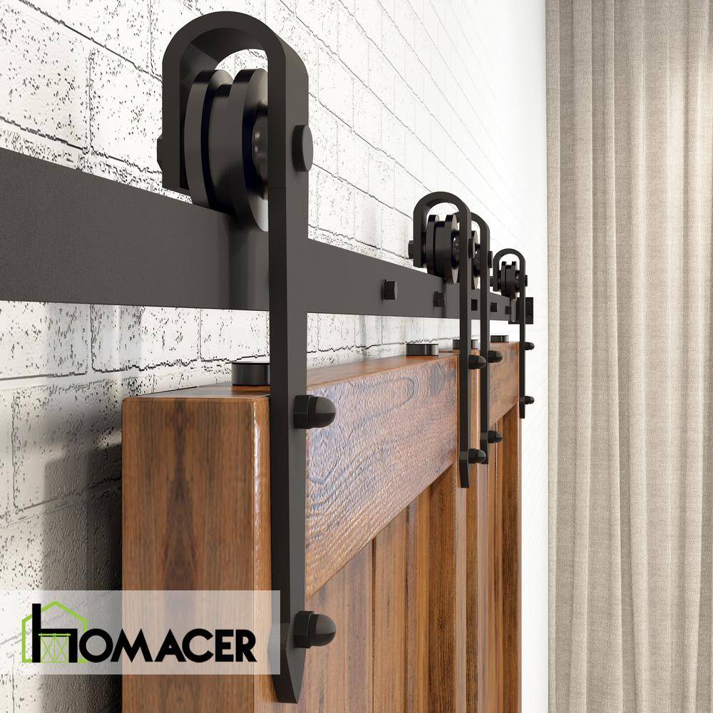 Rustic Black Double Barn Door Hardware Kit with Arrow Design