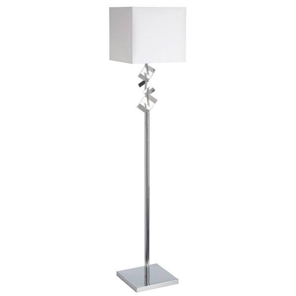 Filament Design Catherine 60 in. Polished Chrome Floor Lamp with White Shades