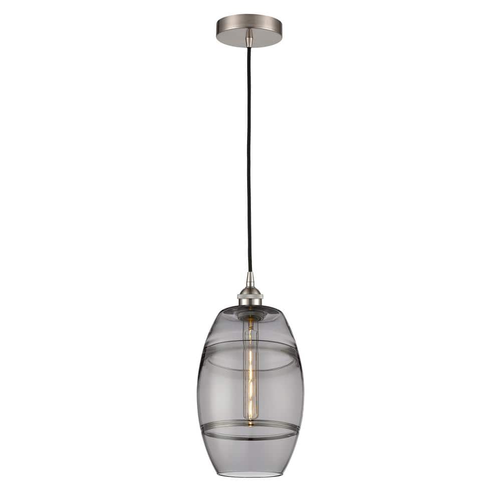 Vaz 100-Watt 1-Light Brushed Satin Nickel Shaded Mini Pendant Light with Tinted Glass Shade price history on PriceWatchPro
