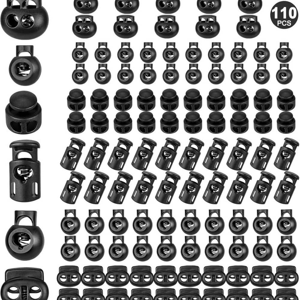 110 Pieces Plastic Cord Locks for Drawstrings, Shoelaces, and Bags (6 Sizes, Black) price history on PriceWatchPro