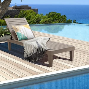 Brown Plastic Patio Outdoor Chaise Lounge Chair Recliner with Adjustable Backrest