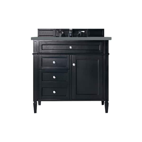 James Martin Vanities Brittany 36.0 in. W x 23.5 in. D x 34 in. H Bathroom Vanity in Black Onyx with Cala Blue Quartz Top