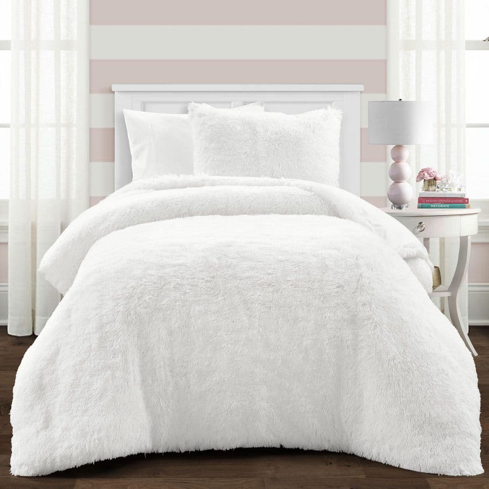 Emma Faux Fur 2 Pieces White Solid Microfiber Twin-XL Comforter Set price history on PriceWatchPro