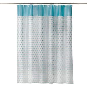 72 in. Aqua Dot Shower Curtain, Aqua