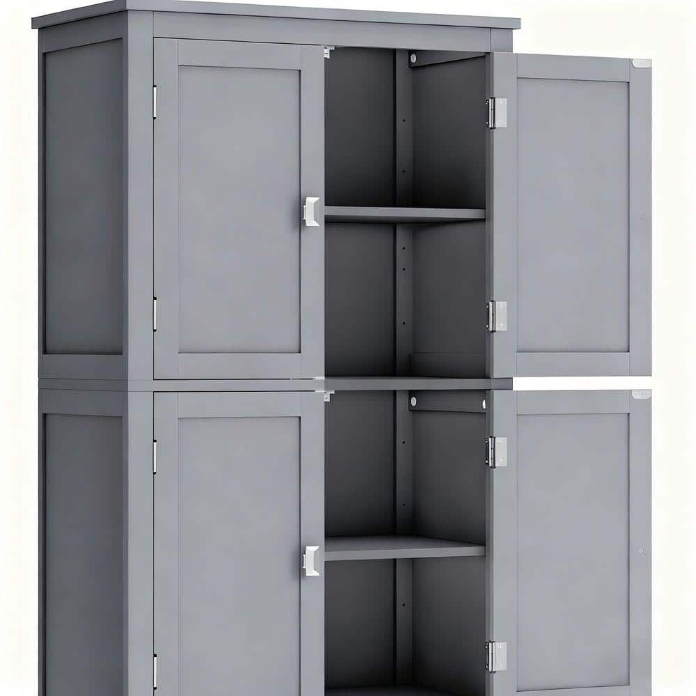 23.6 in W x 11.8 in D x 43.3 in H Adjustable Gray Linen Cabinet Freestanding Storage with Engineered Wood in Dove Gray