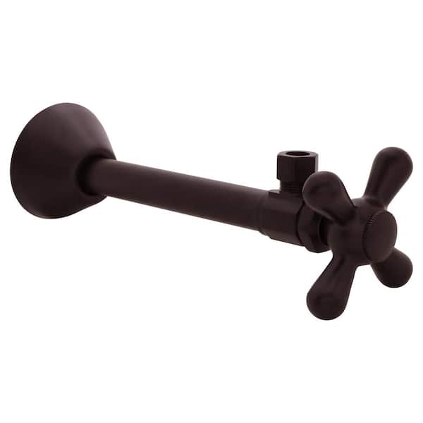 Westbrass 1/2 in. Copper Sweat x 3/8 in. O.D. Compressor Cross Handle Angle Stop, Oil Rubbed Bronze