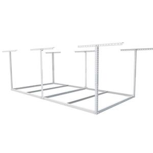 White Adjustable Height Overhead Garage Storage Rack (96 in W x 48 in D)