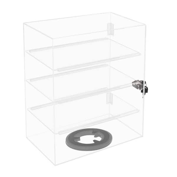 4-Tier Rotatable Clear Acrylic Rectangular Decorative Stand Model Toys Dolls Dustproof Display Cabinet with Lock