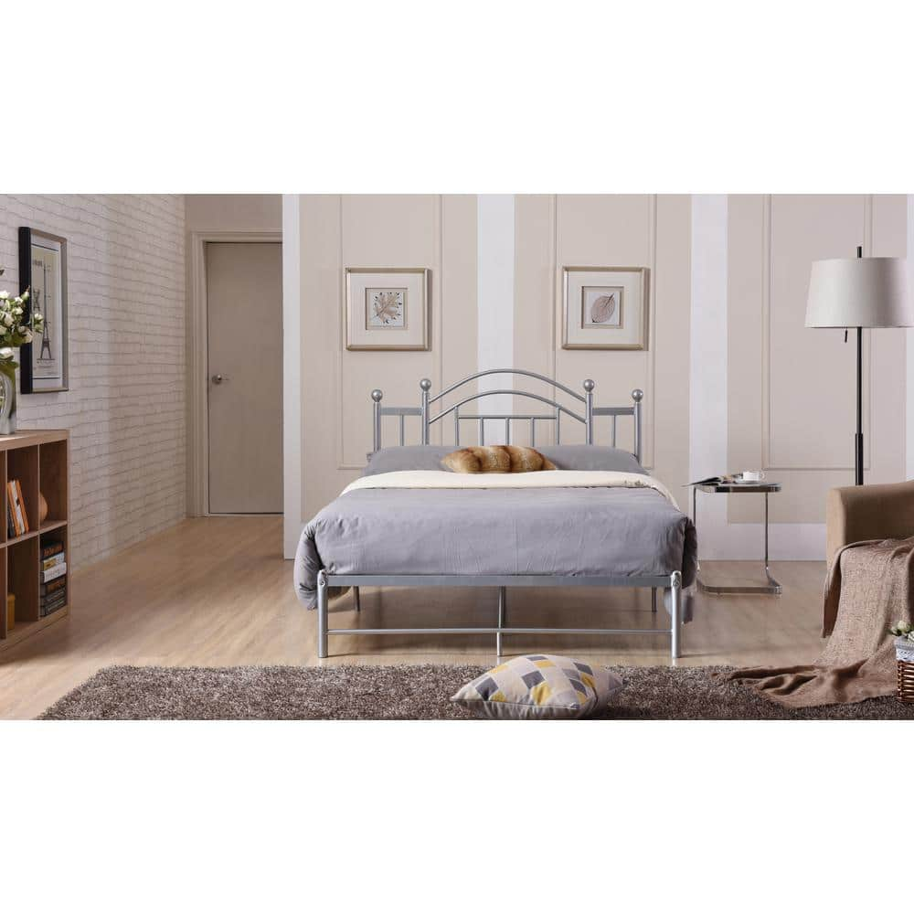 HODEDAH Silver Full Platform Bed HI805 F Silver - The Home Depot