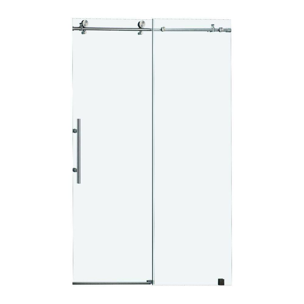 60 in. W x 80 in. H Double Sliding Frameless Shower Door in Brushed Nickel Finish with 5/16 in. Clear Glass price history on PriceWatchPro