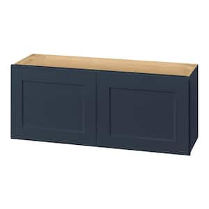 Avondale 36 in. W x 12 in. D x 15 in. H Ready to Assemble Plywood Shaker Wall Bridge Kitchen Cabinet in Ink Blue