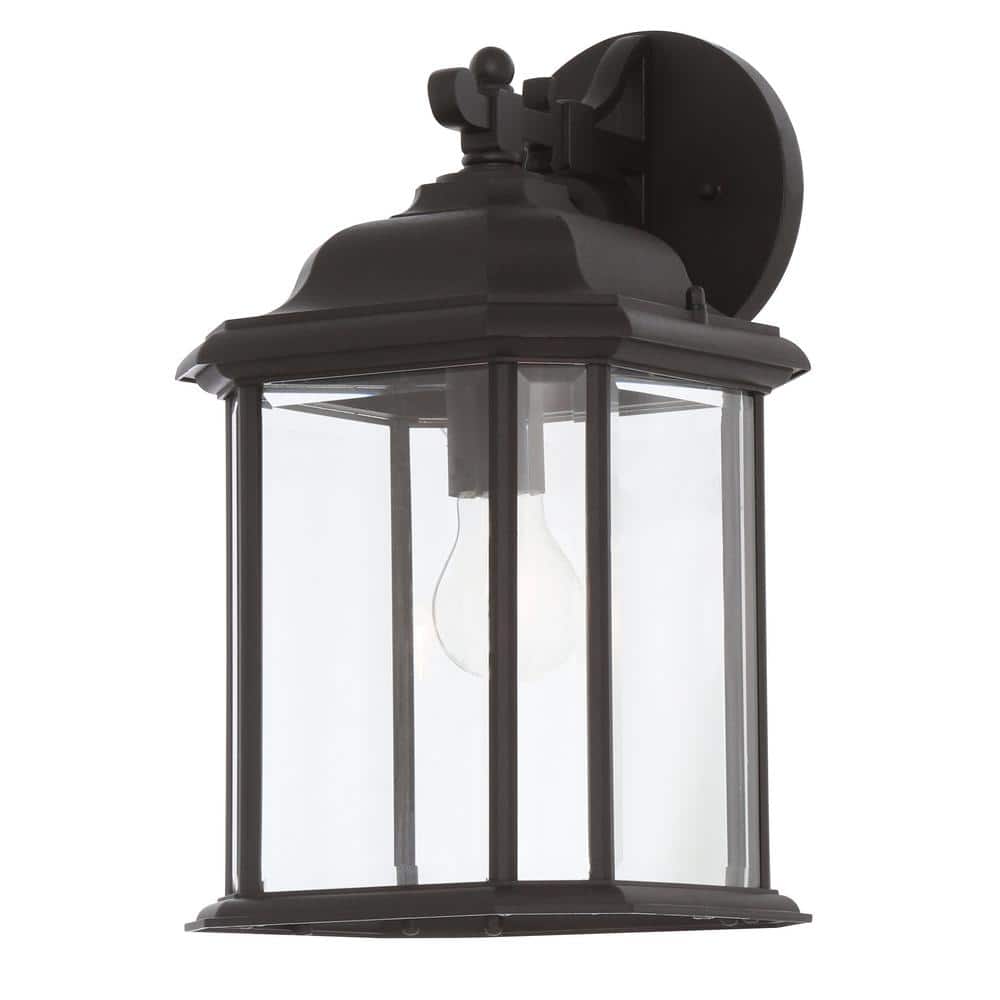 Kent Sleek Black Outdoor Sconce with Clear Beveled Glass