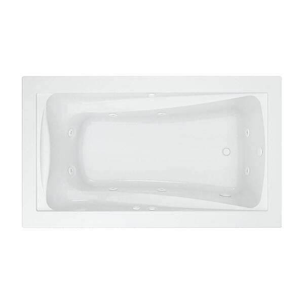 Green Tea 60 in. x 36 in. Reversible Drain EcoSilent EverClean Whirlpool Tub in White