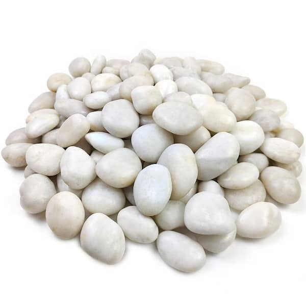 0.5 cu. ft. Decorative White River Rocks one 3 in. Polished Stones 38 lbs. Bag for Landscaping Walkways Potted Plants