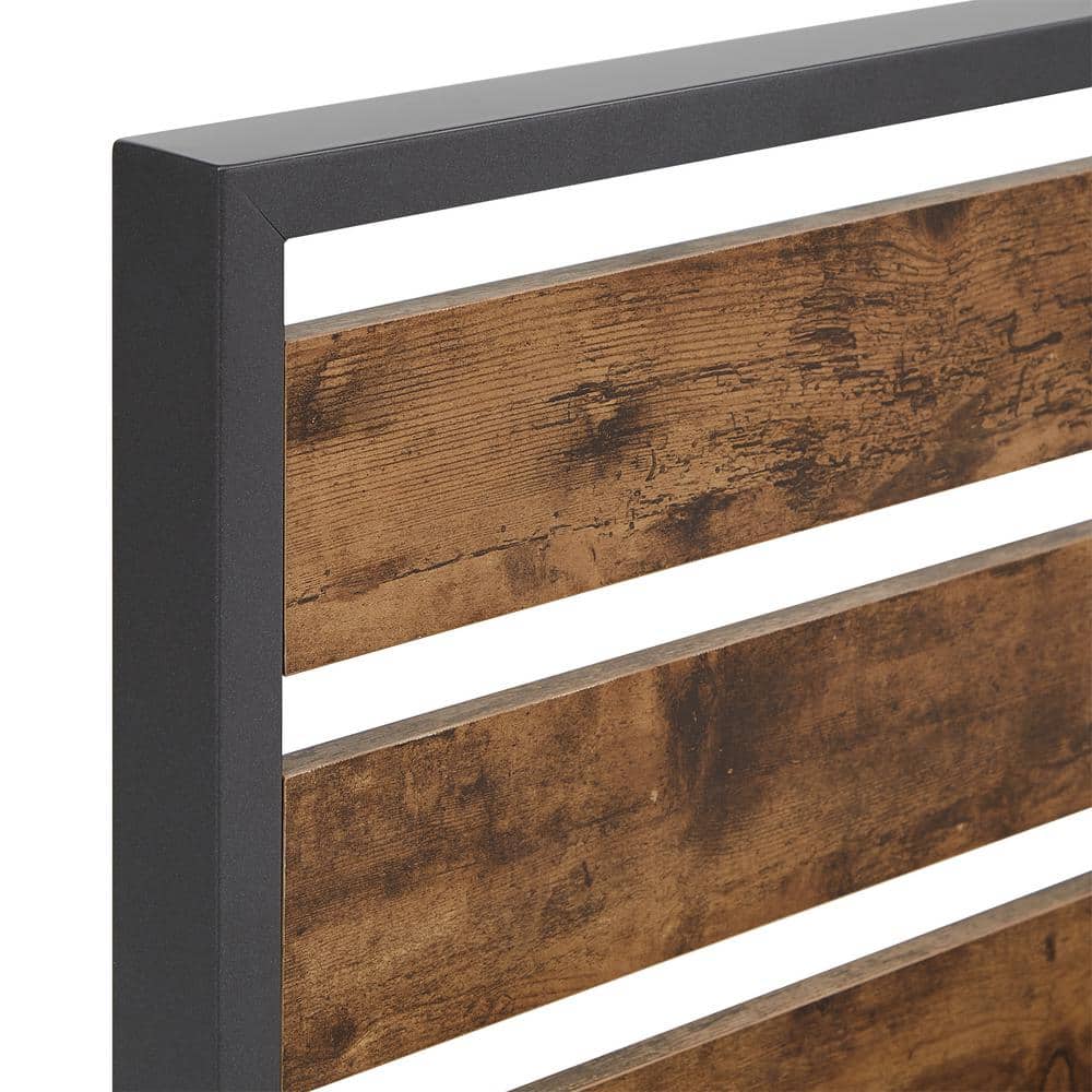Close-up detail of the metal frame and wood panels of the Inspire Q bed