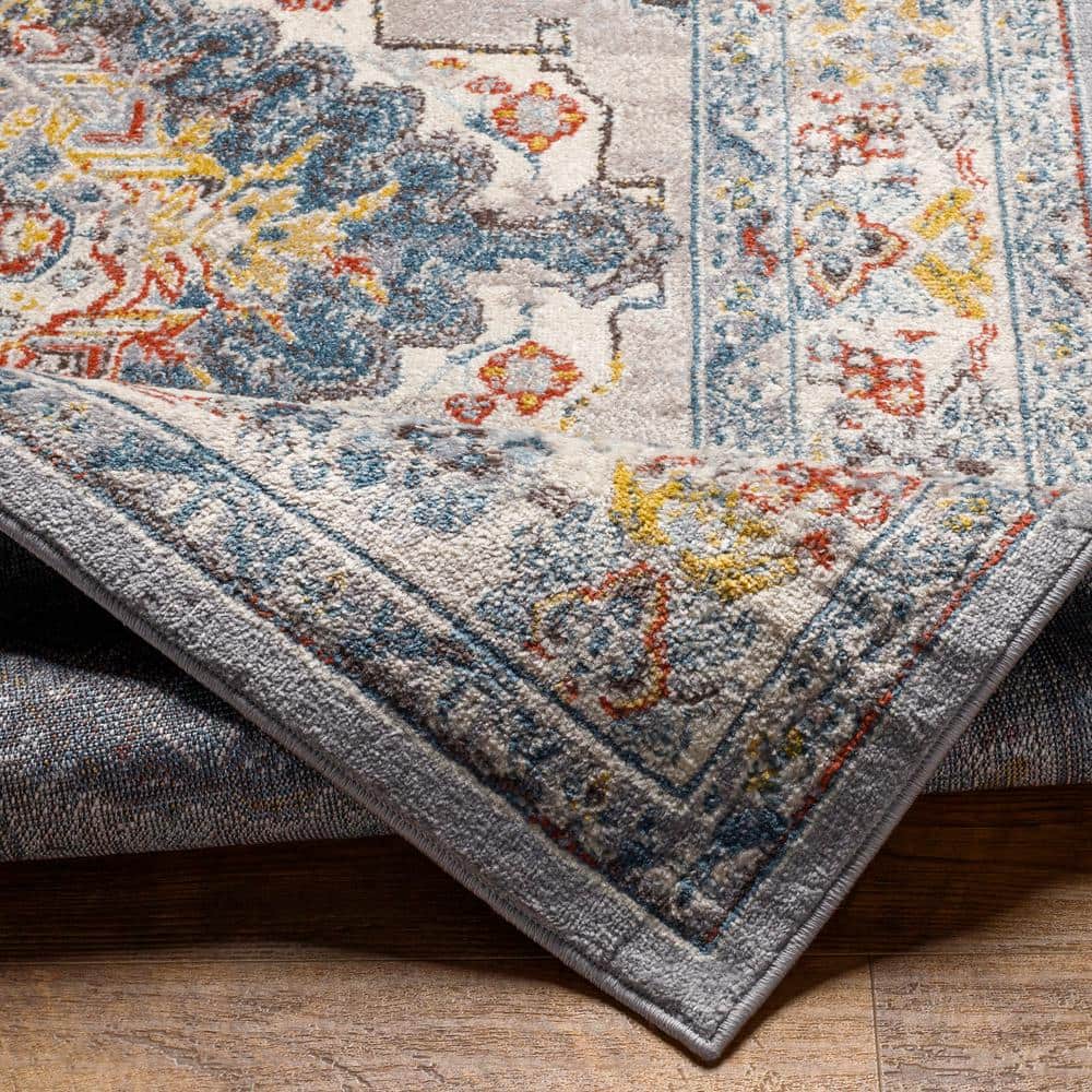 Teal Medallion Power-Loomed Area Rug, 5'3" x 7'3"