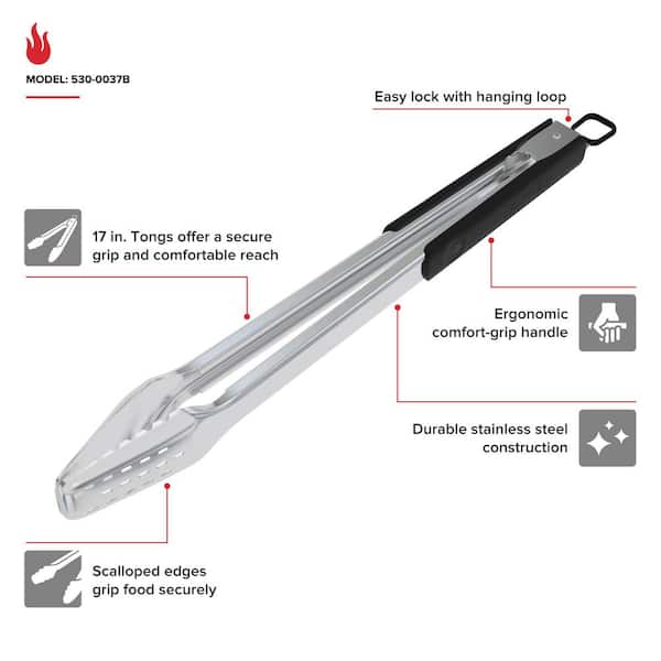 Stainless Steel Grill and Griddle Locking Tongs Cooking Accessory