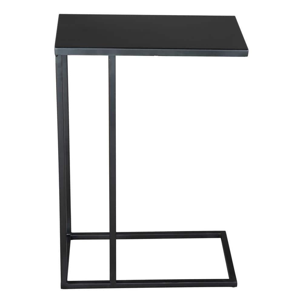 Black Powder-Coated Metal Rectangular Side Table