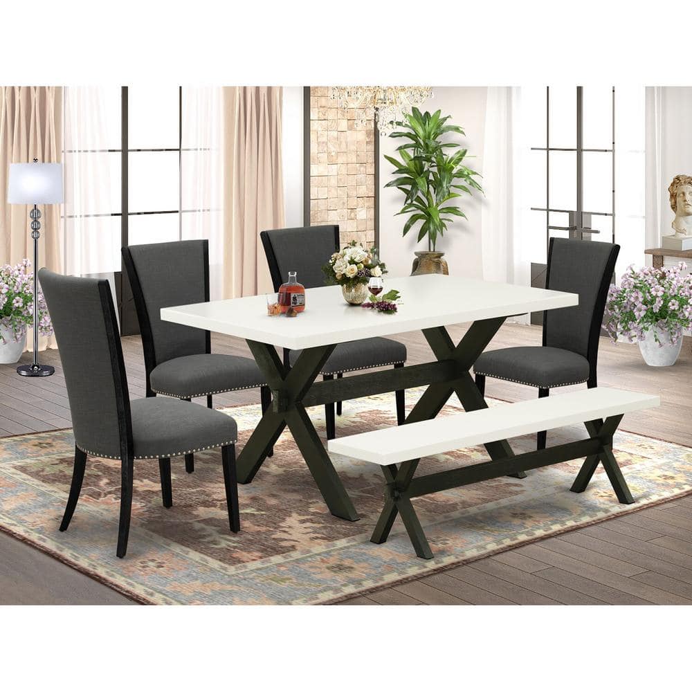 East West Furniture 6-Piece Rectangle Natural Oak Finish