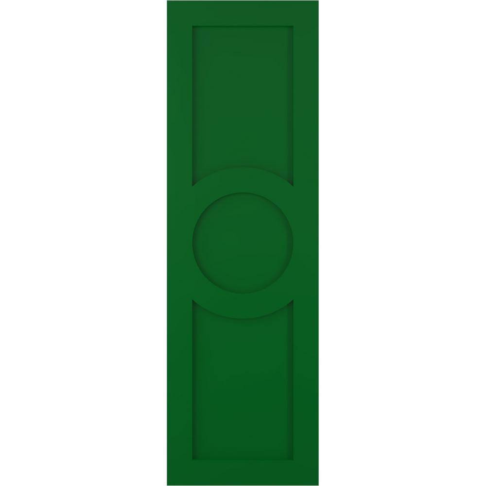 15 in. x 46 in. True Fit Flat Panel PVC Center Circle Arts and Crafts Fixed Mount Shutters Pair in Viridian Green price history on PriceWatchPro