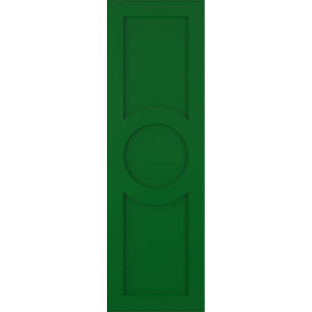 15 in. x 72 in. True Fit PVC Center Circle Arts & Crafts Fixed Mount Flat Panel Shutters Pair in Viridian Green price history on PriceWatchPro