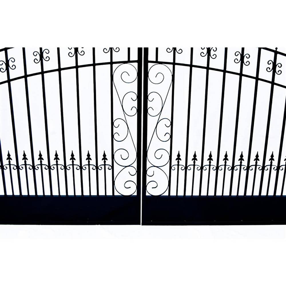 Venice Style Black Steel Dual Swing Driveway Gate 18 x 6 ft