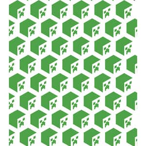 Minecraft Creeper Face Green Vinyl Peel and Stick Matte Wallpaper 28.18 sq. ft.