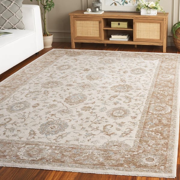 Marigold 8 ft. x 10 ft. Ivory/Rust Ornate Floral Area Rug