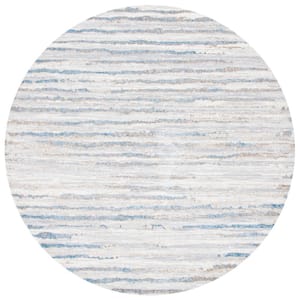 Lagoon Gray/Blue 7 ft. x 7 ft. Striped Distressed Round Area Rug
