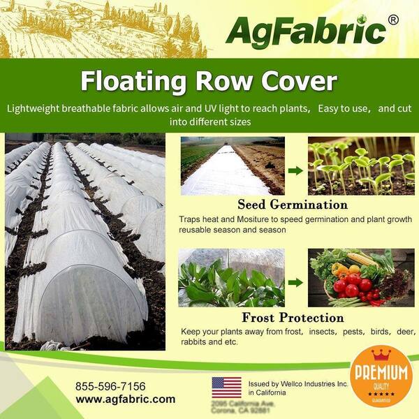 Agfabric Row Cover Sun Protection 1.2 oz. 7 ft. x 100 ft. Frost Blanket for Freeze Protection, Frost Cloth for Plants