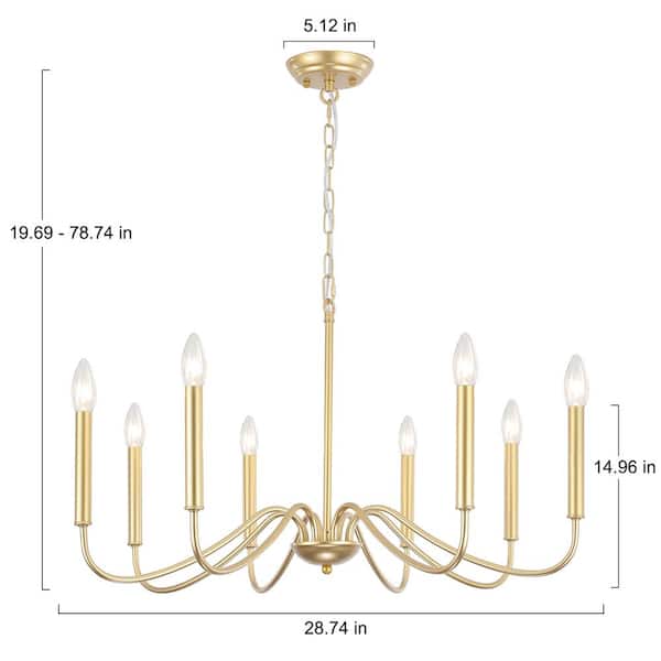 LWYTJO Clerise 8-Light Gold Classic Modern Candle Style Chandelier