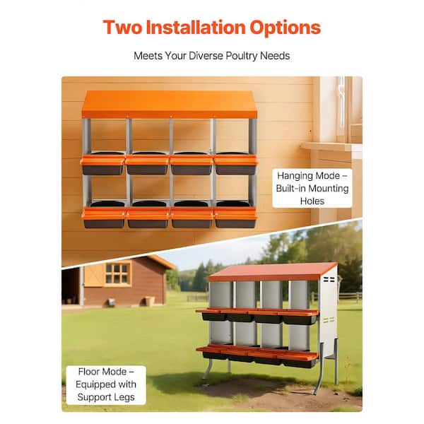 SKYSHALO 41 in. Chicken Nesting Boxes, 8-Compartments, with