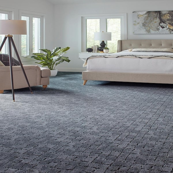 Posh Patterns Opulent Blue 37 oz. Polyester Pattern Carpet - Installation Required