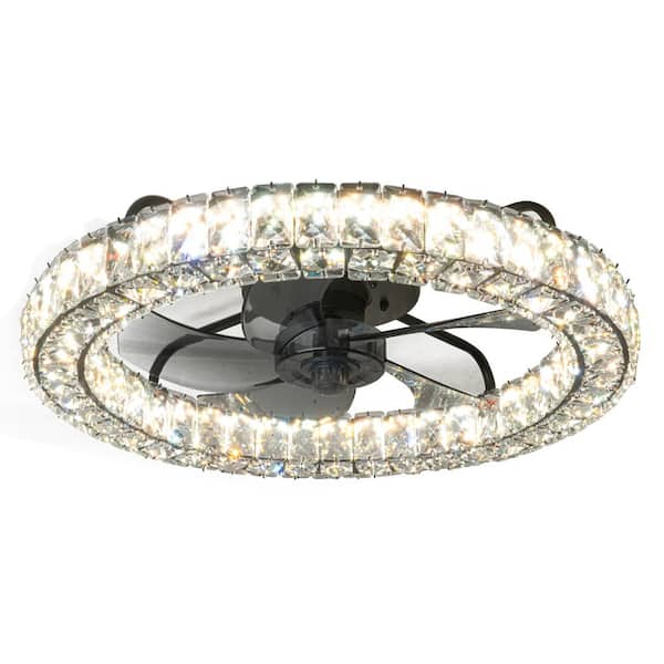 Tivleed 19.7 in. Romantic Crystal Style LED Recessed Ceiling Fan Light