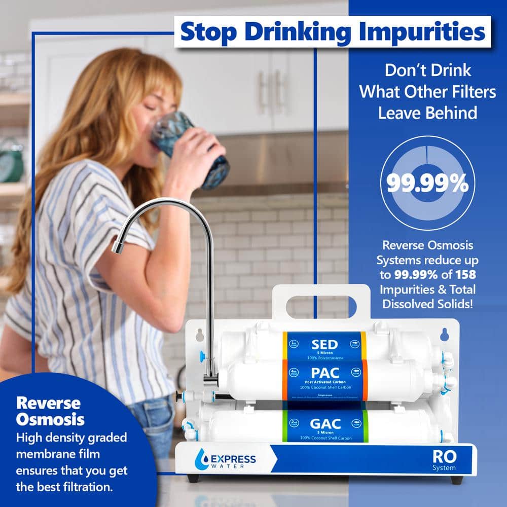 Compact White 4-Stage Under-Sink Reverse Osmosis Water Filter