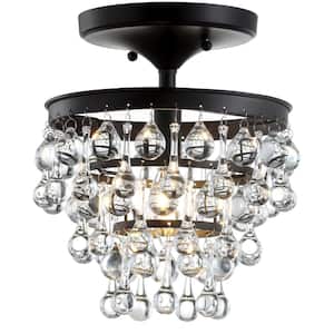 Toronto 10 in. Oil Rubbed Bronze Metal/Crystal LED Flush Mount