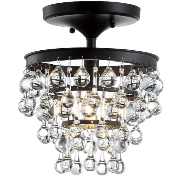 Toronto 10 in. Oil Rubbed Bronze Metal/Crystal LED Flush Mount