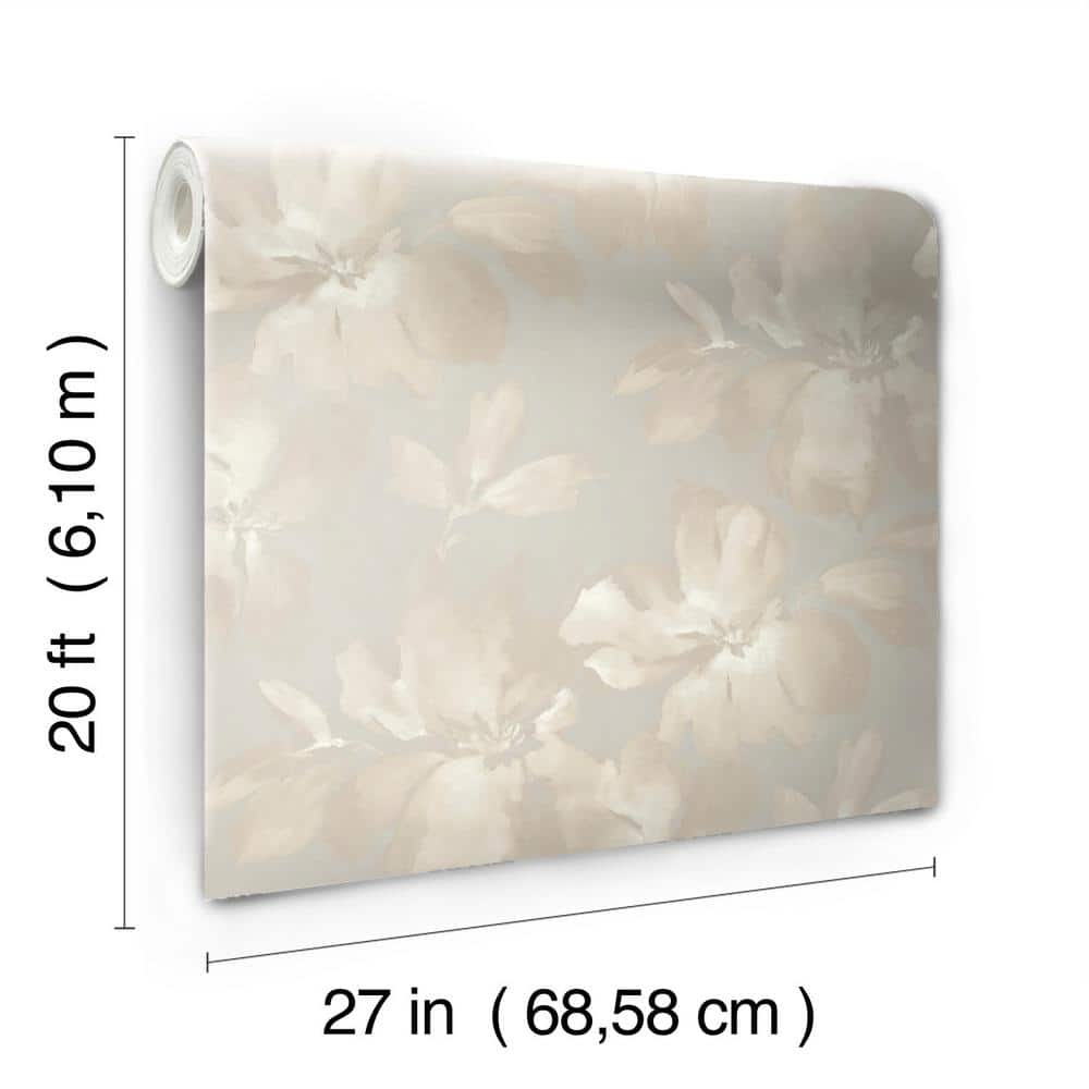 Neutral Floral Peel and Stick Vinyl Wallpaper Roll