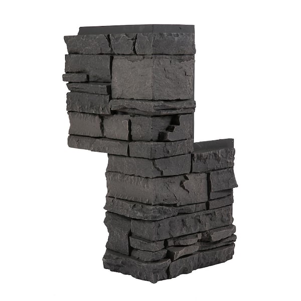 GenStone Stacked Stone Iron Ore 24 in. x 12 in. Faux Stone Siding Outside Corner Panel