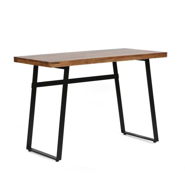 Noble House Greenler 38 in. H Natural and Black Acacia Wood Writing Desk