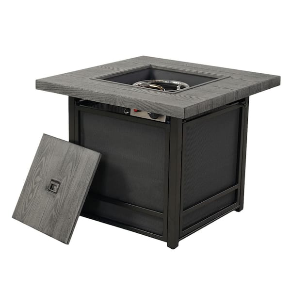 SUNRINX 40,000 BTU 29 in. Metal Propane Integrated-Ignition Gas Fire Pit Table with Lid in Grey